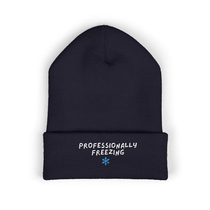 Professionally Freezing beanie | Cuffed Beanie Embroidered Snowflake