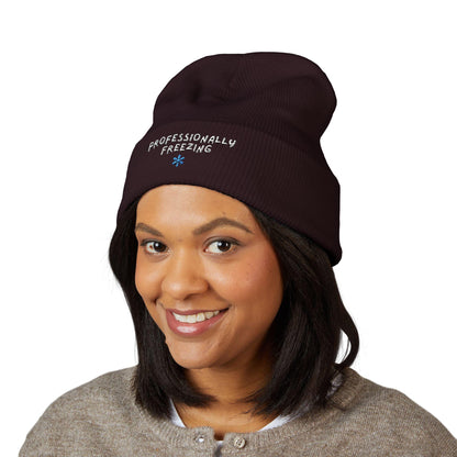 Professionally Freezing beanie | Cuffed Beanie Embroidered Snowflake