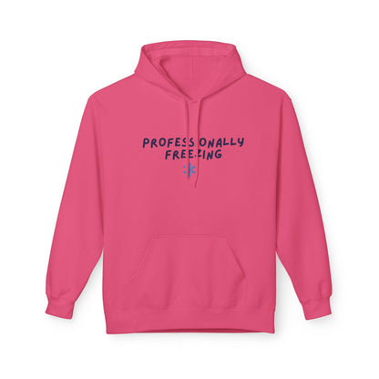 Professionally Freezing Hoodie | Handwritten Text, Snowflake Accent