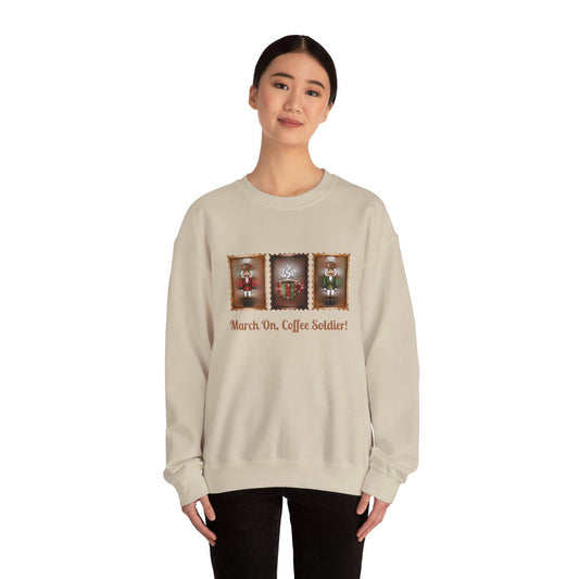 Coffee Soldier Nutcracker Crewneck Sweatshirt | March On, Coffee Soldier!