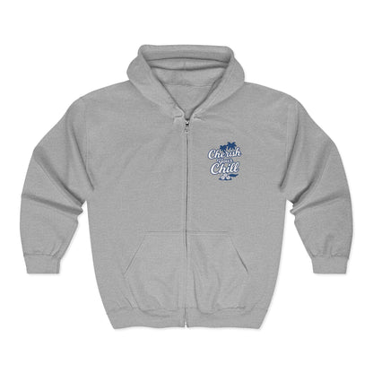 Cherish Your Chill Hoodie | Zip-Up Sweatshirt with Palm Tree Design