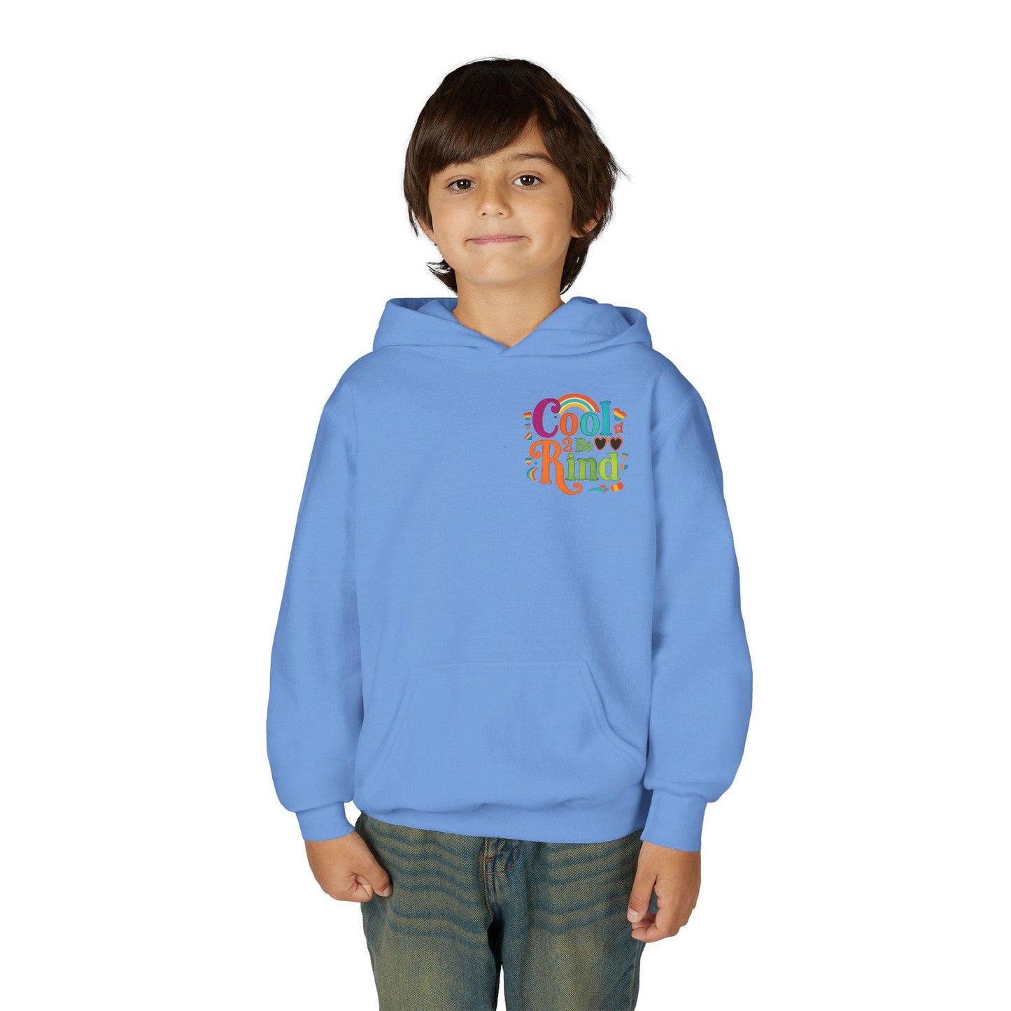 Cool 2 Be Kind Hoodie | Youth Hooded Sweatshirt, Colorful Rainbow Kindness Design