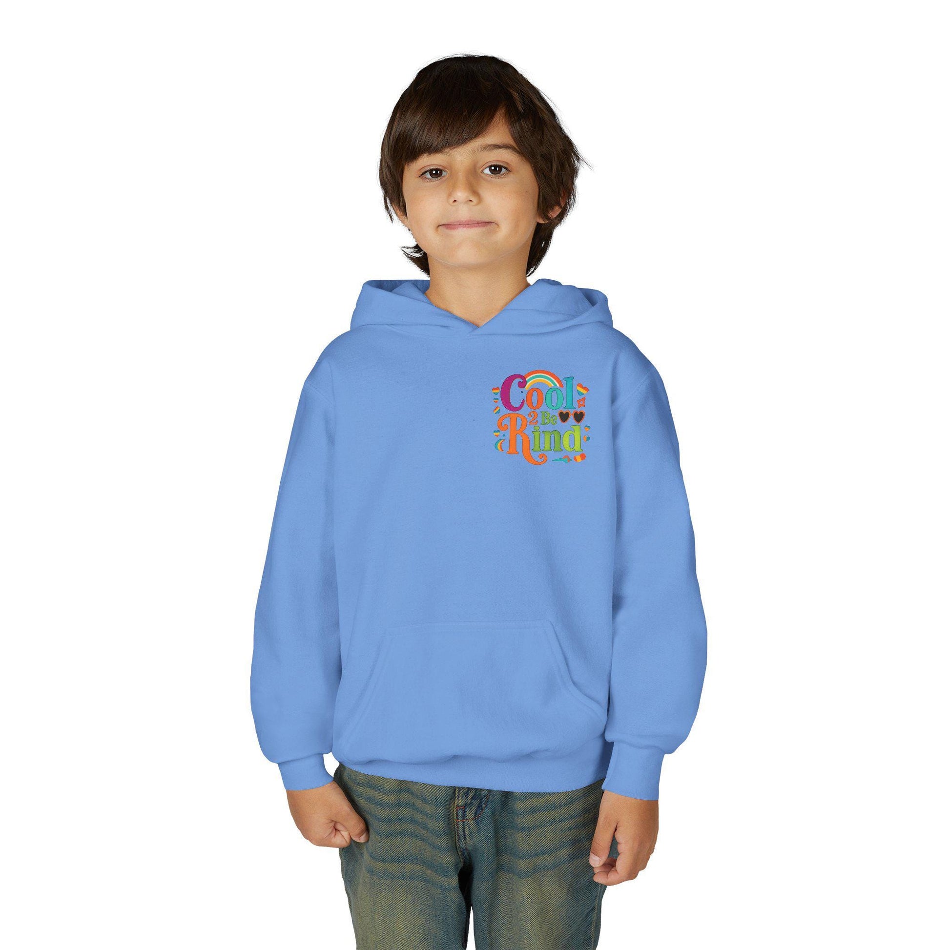 Cool 2 Be Kind Hoodie | Youth Hooded Sweatshirt, Colorful Rainbow Kindness Design