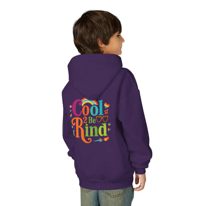 Cool 2 Be Kind Hoodie | Youth Hooded Sweatshirt, Colorful Rainbow Kindness Design