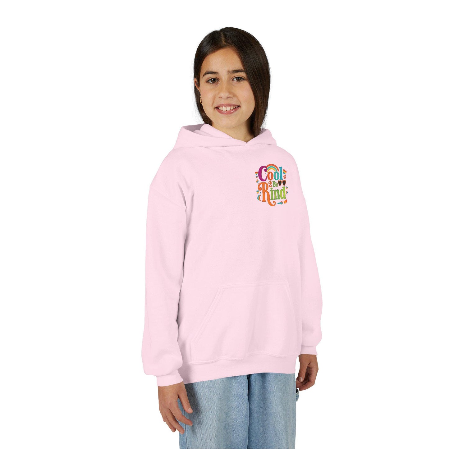 Cool 2 Be Kind Hoodie | Youth Hooded Sweatshirt, Colorful Rainbow Kindness Design
