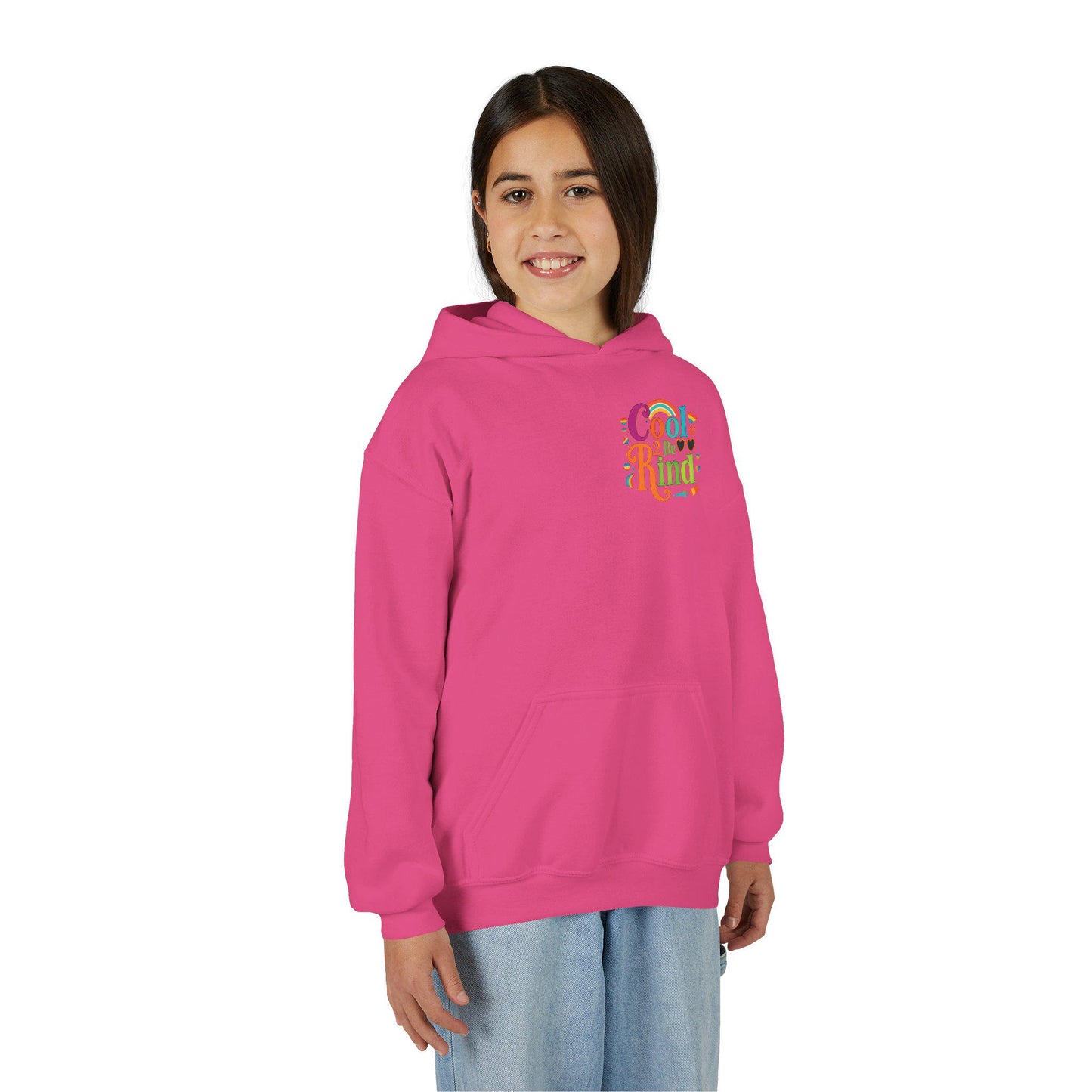 Cool 2 Be Kind Hoodie | Youth Hooded Sweatshirt, Colorful Rainbow Kindness Design