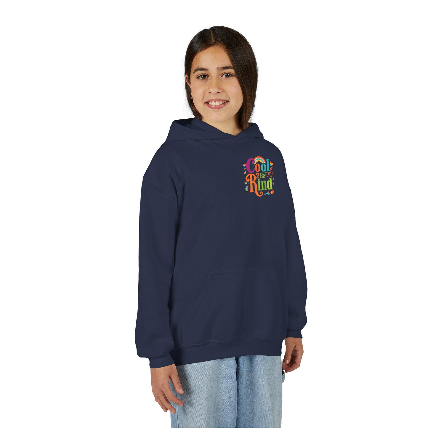 Cool 2 Be Kind Hoodie | Youth Hooded Sweatshirt, Colorful Rainbow Kindness Design