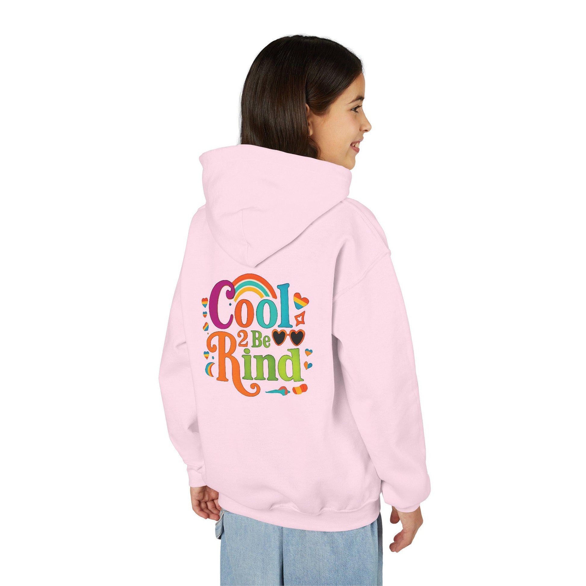 Cool 2 Be Kind Hoodie | Youth Hooded Sweatshirt, Colorful Rainbow Kindness Design