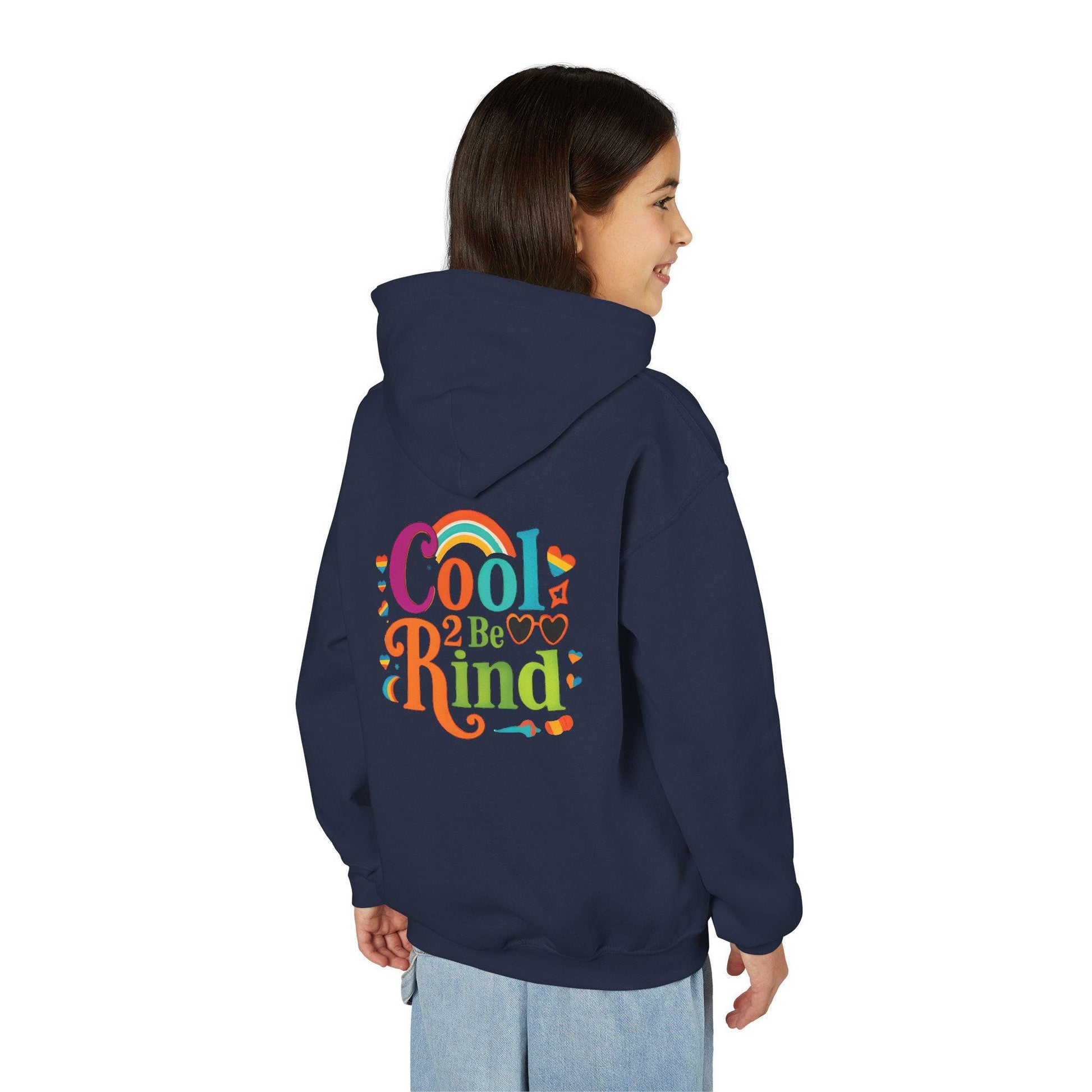Cool 2 Be Kind Hoodie | Youth Hooded Sweatshirt, Colorful Rainbow Kindness Design