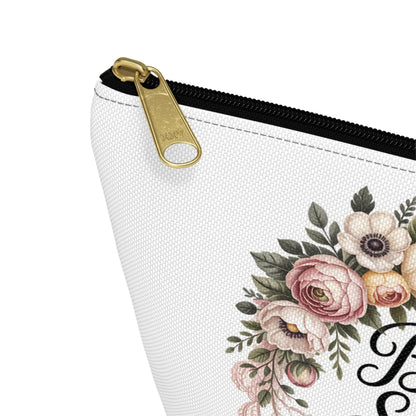 Bride Squad Accessory Pouch, Personalized Bridesmaid Makeup Bag | Floral Wreath Design
