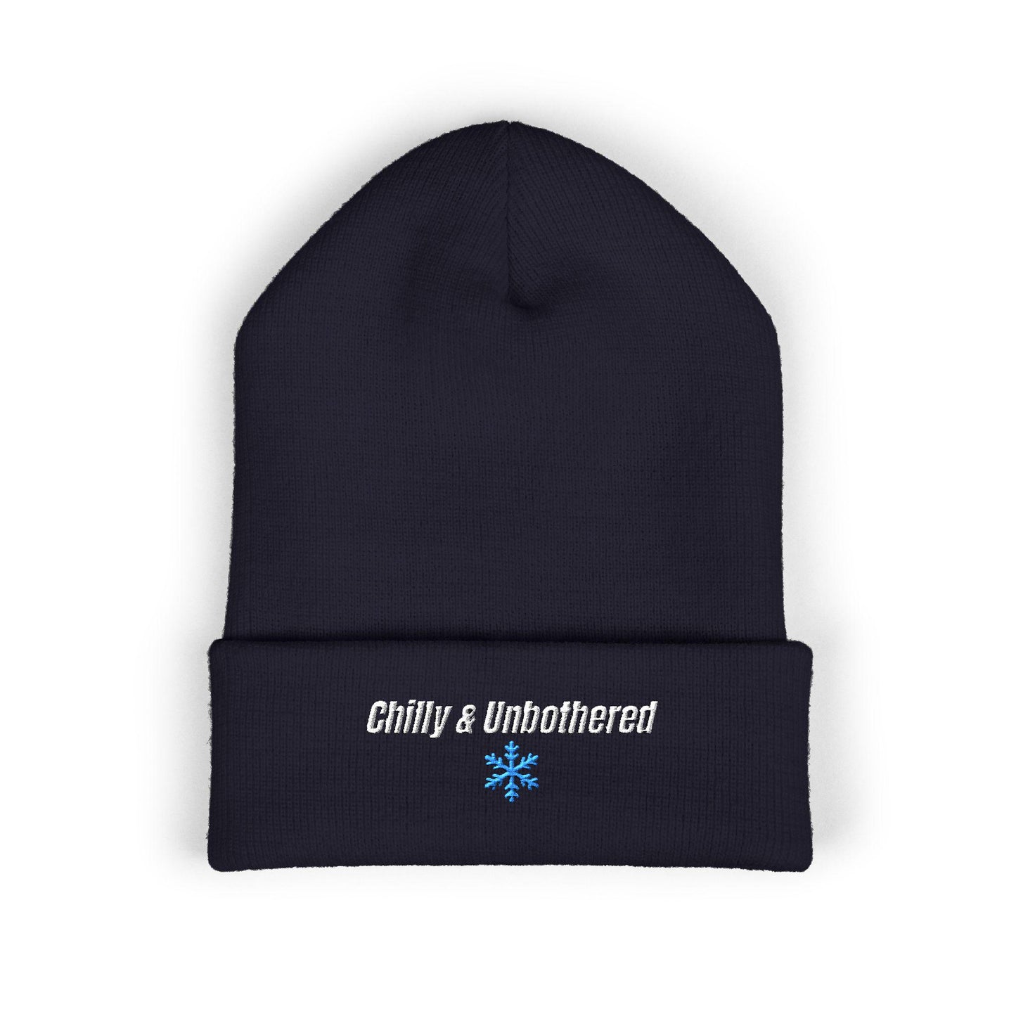 Chilly & Unbothered Beanie | Embroidered Snowflake Cuff Beanie