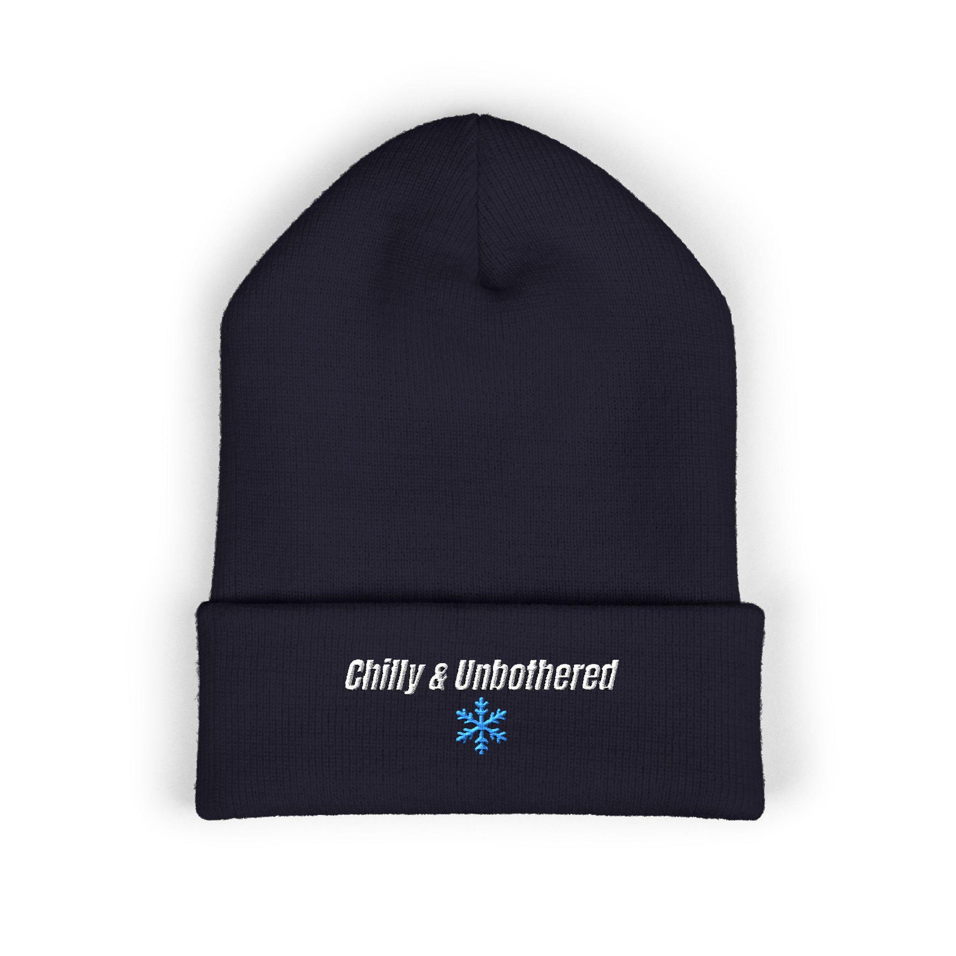 Chilly & Unbothered Beanie | Embroidered Snowflake Cuff Beanie