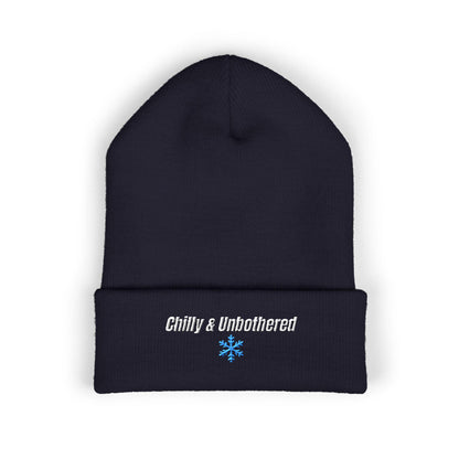 Chilly & Unbothered Beanie | Embroidered Snowflake Cuff Beanie