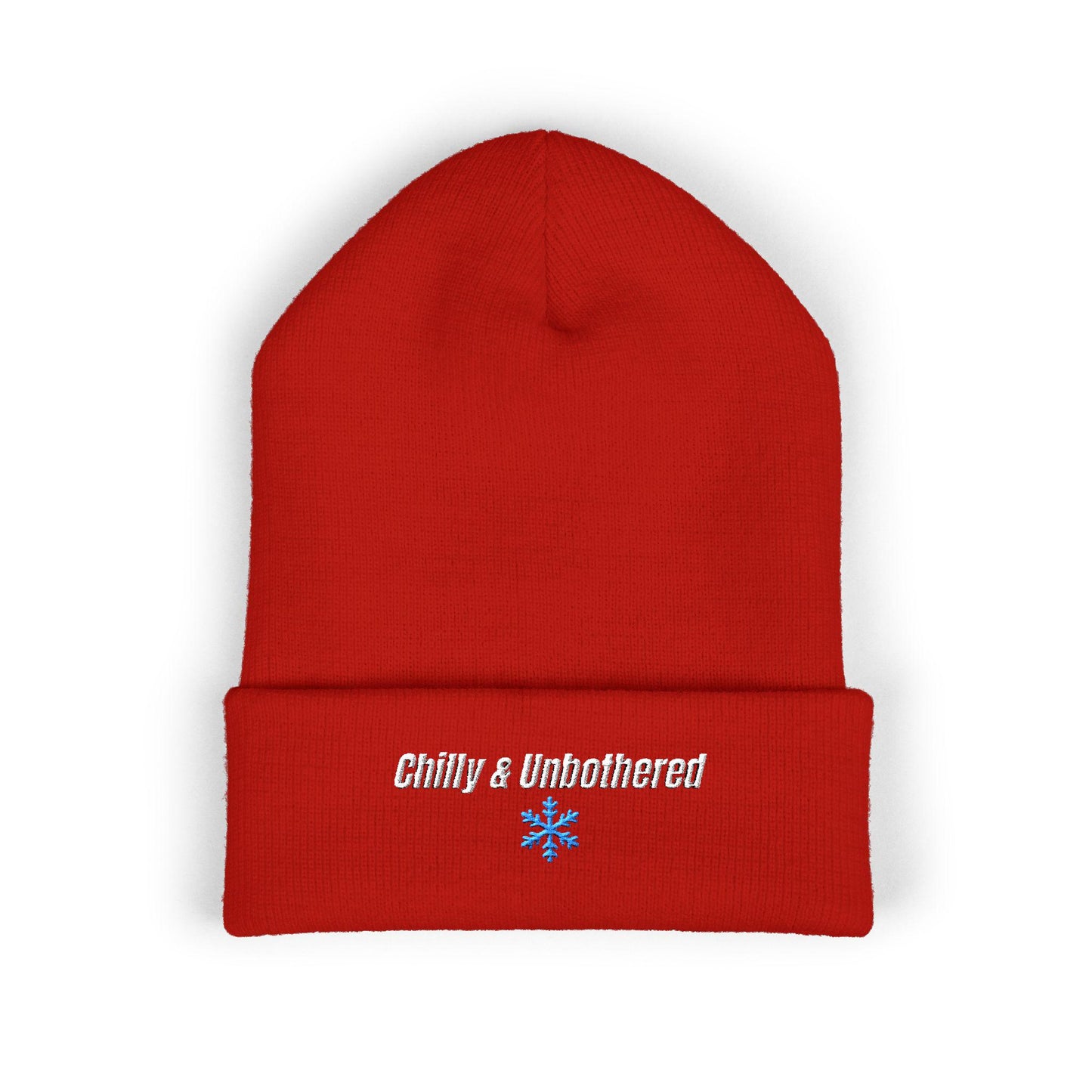 Chilly & Unbothered Beanie | Embroidered Snowflake Cuff Beanie