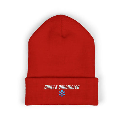 Chilly & Unbothered Beanie | Embroidered Snowflake Cuff Beanie