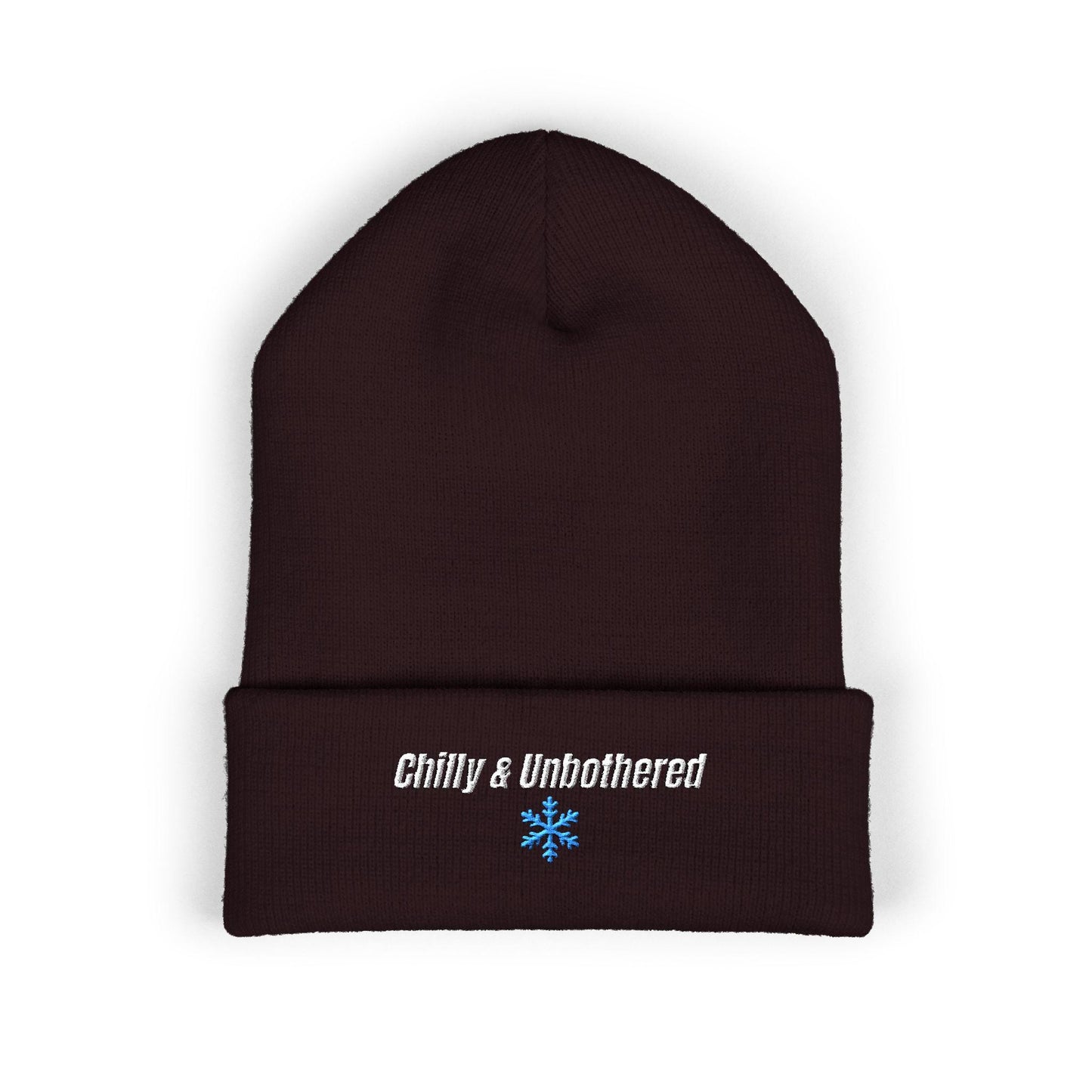 Chilly & Unbothered Beanie | Embroidered Snowflake Cuff Beanie