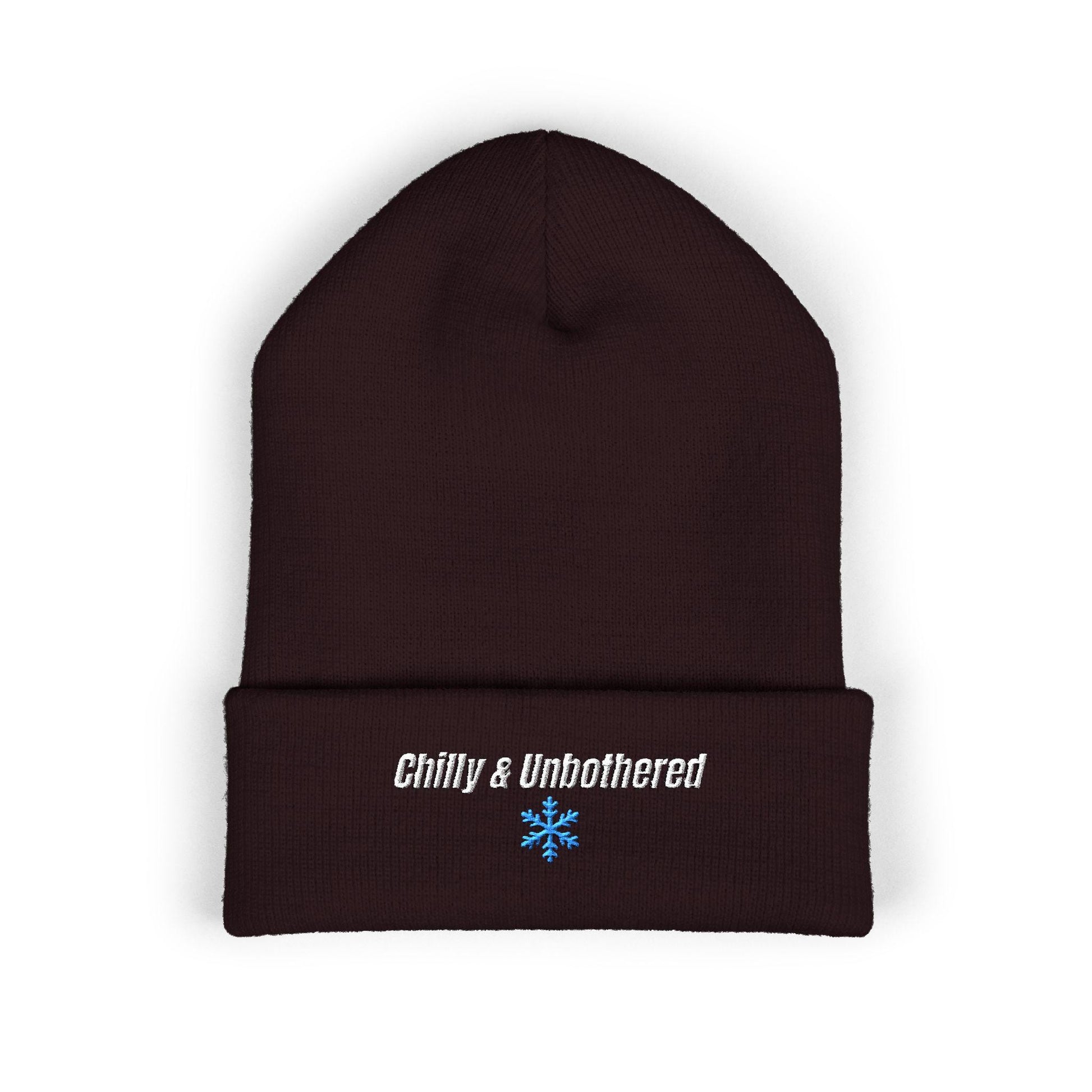 Chilly & Unbothered Beanie | Embroidered Snowflake Cuff Beanie