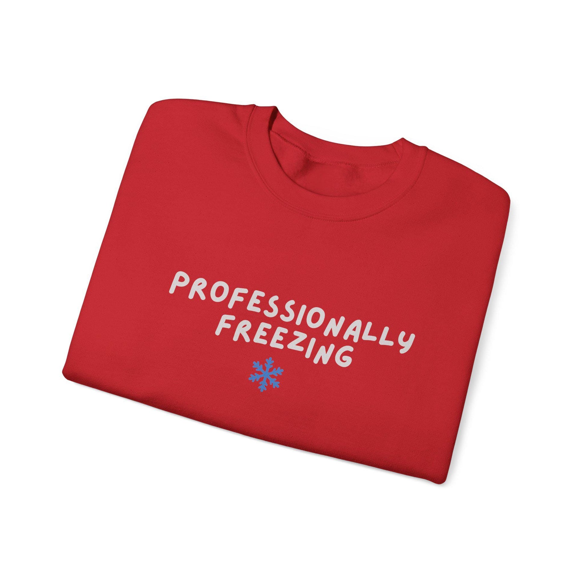 Professionally Freezing Crewneck Sweatshirt | Funny Winter Snowflake Design