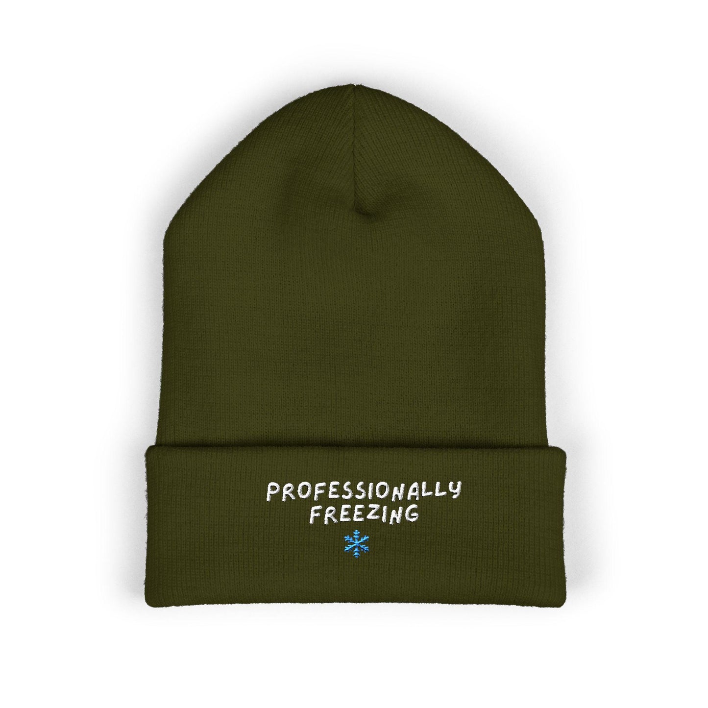 Professionally Freezing beanie | Cuffed Beanie Embroidered Snowflake