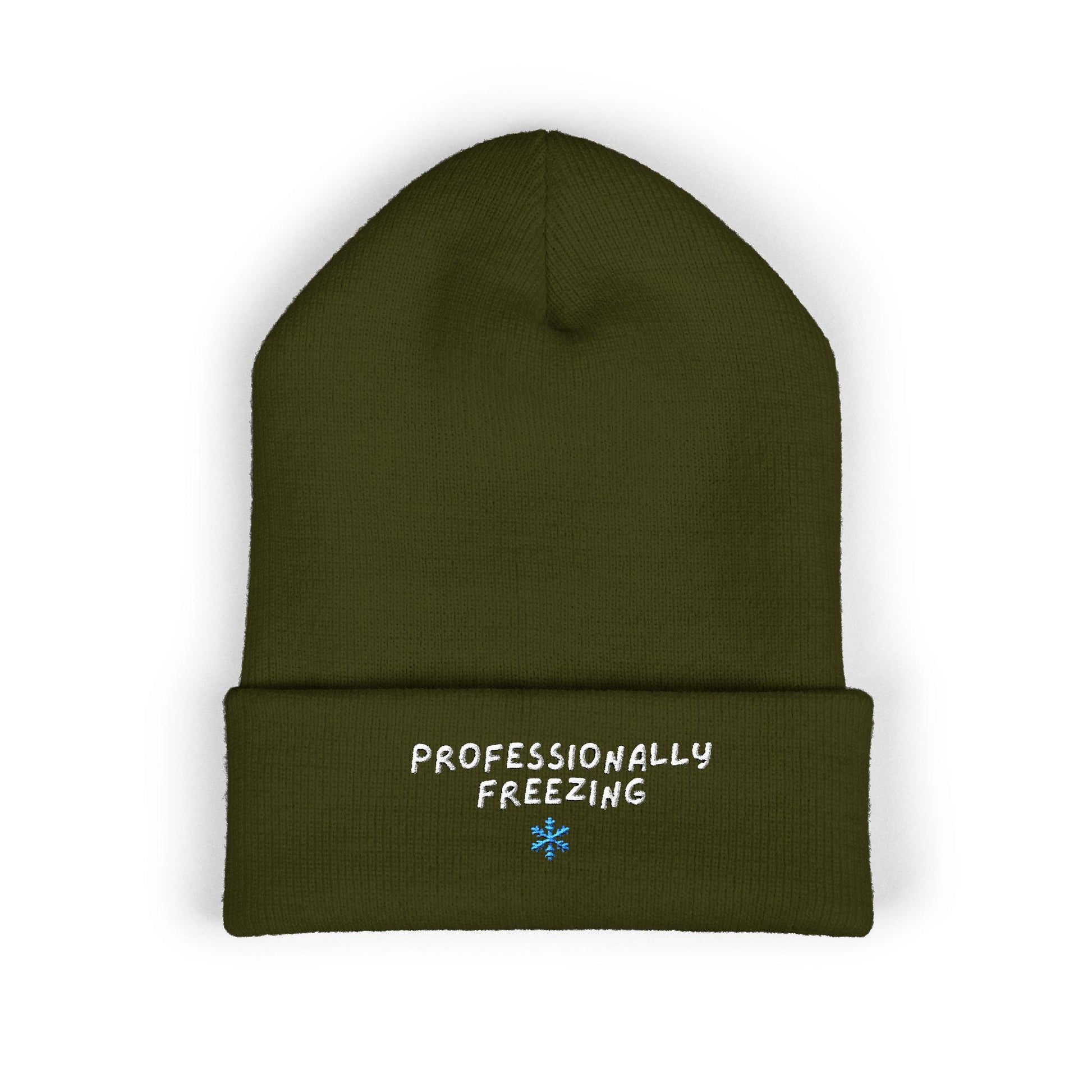 Professionally Freezing beanie | Cuffed Beanie Embroidered Snowflake
