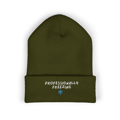 Professionally Freezing beanie | Cuffed Beanie Embroidered Snowflake