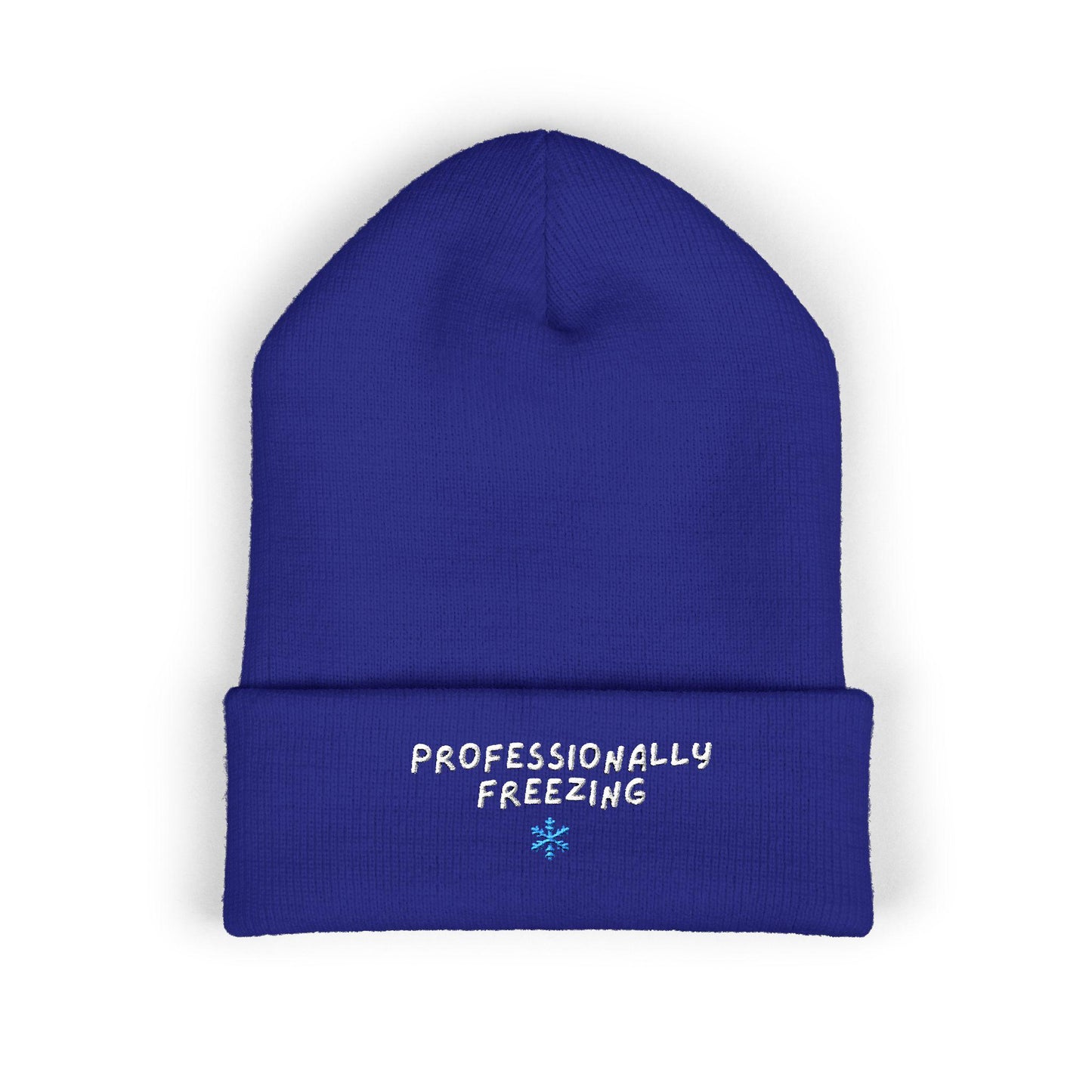 Professionally Freezing beanie | Cuffed Beanie Embroidered Snowflake