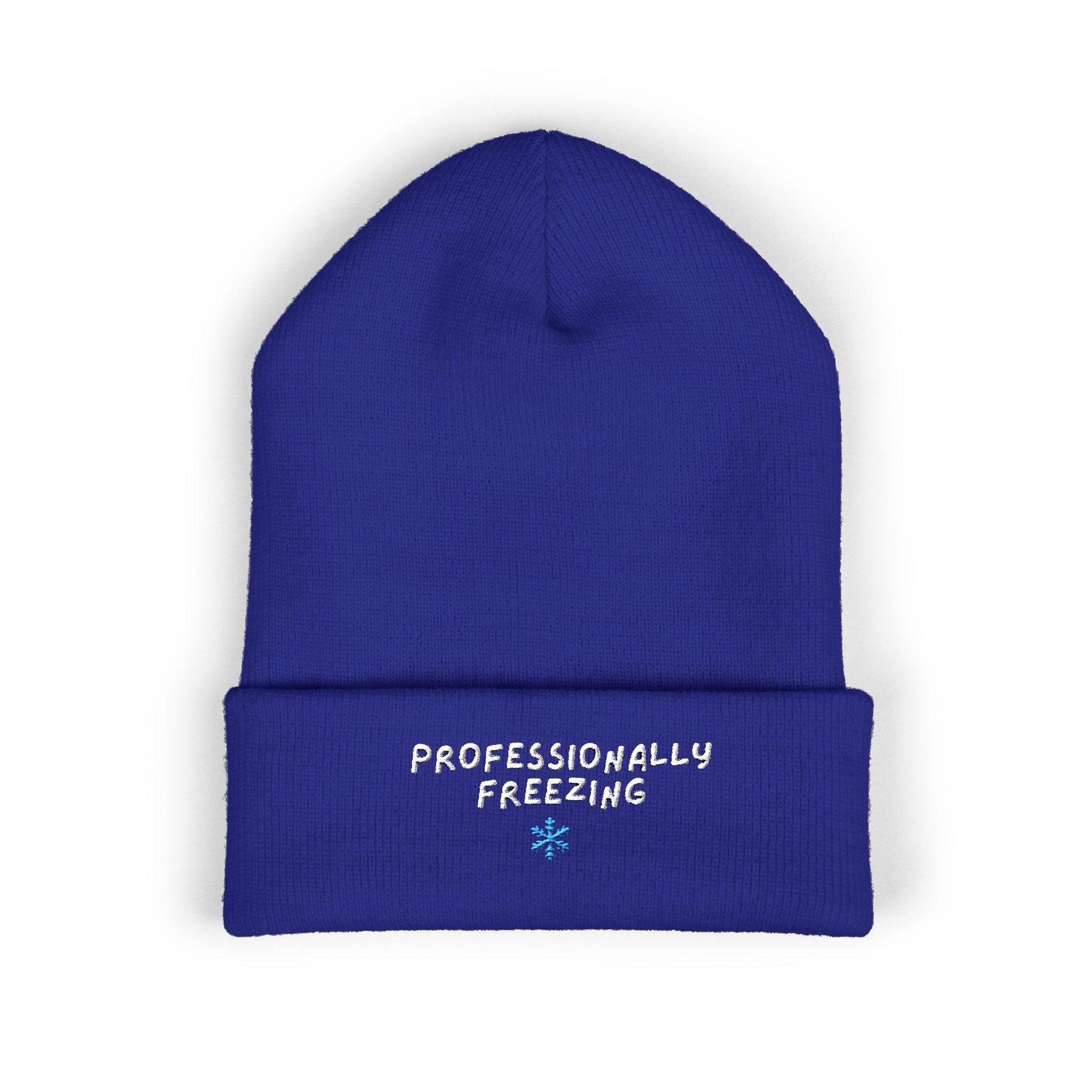Professionally Freezing beanie | Cuffed Beanie Embroidered Snowflake