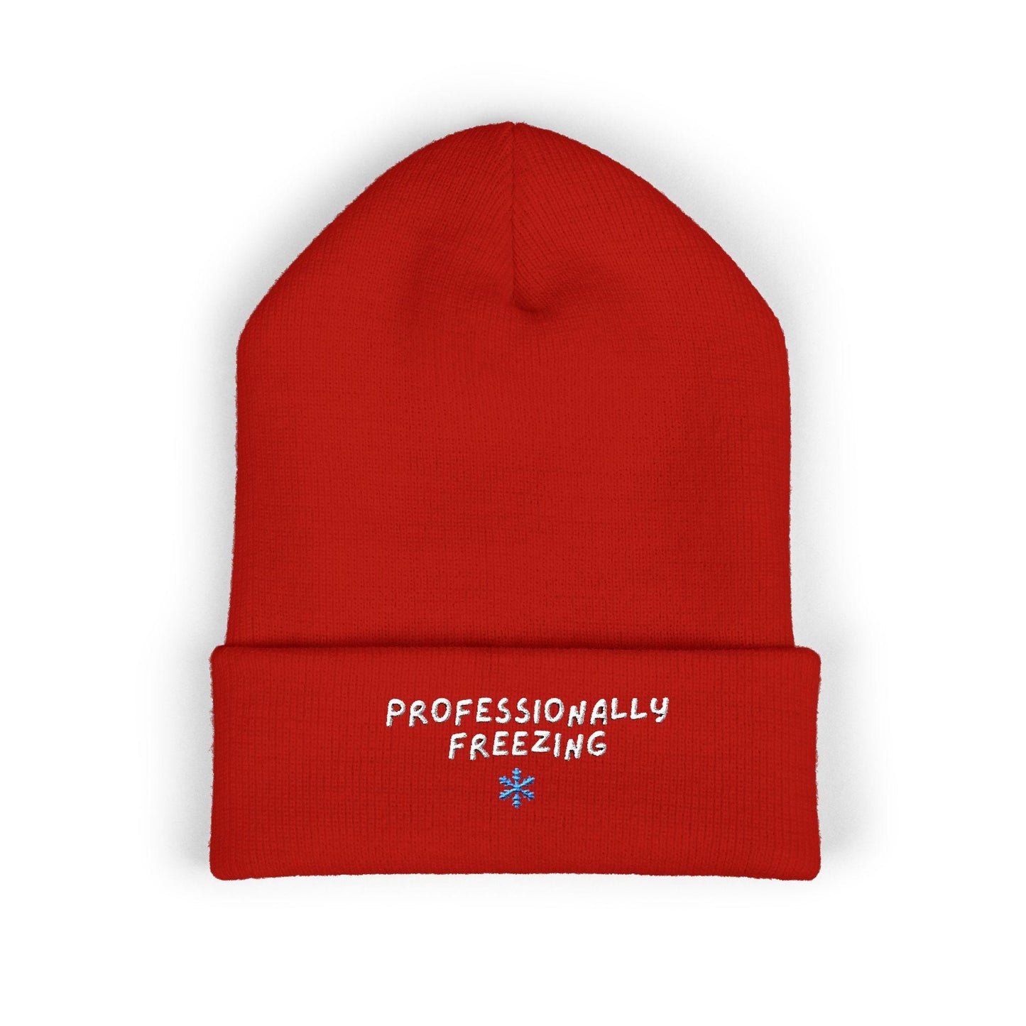 Professionally Freezing beanie | Cuffed Beanie Embroidered Snowflake