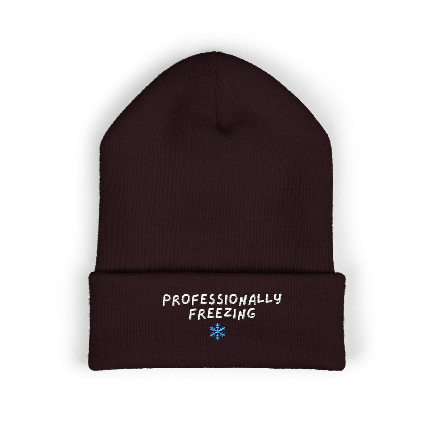 Professionally Freezing beanie | Cuffed Beanie Embroidered Snowflake