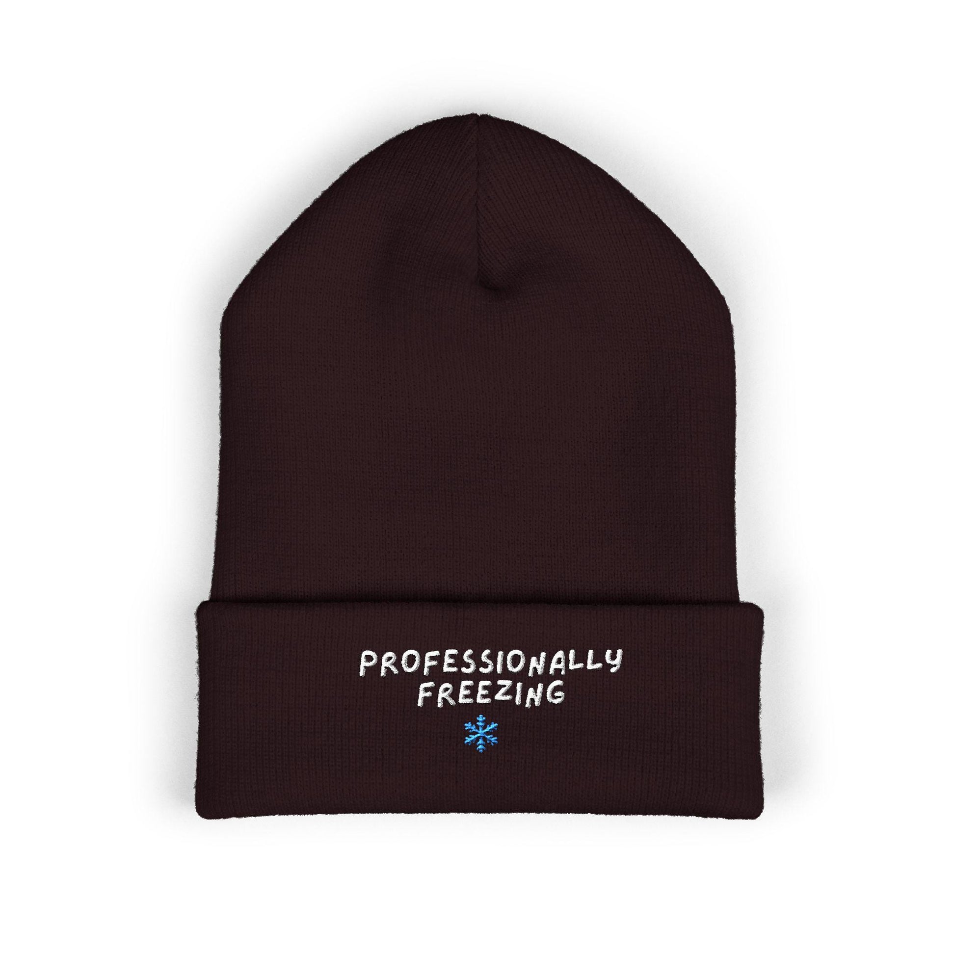 Professionally Freezing beanie | Cuffed Beanie Embroidered Snowflake