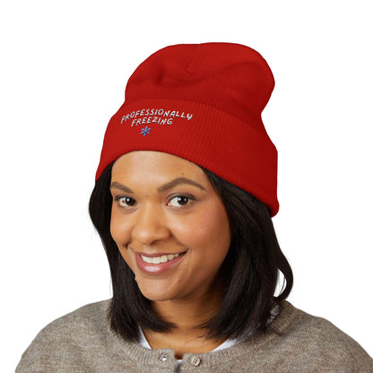 Professionally Freezing beanie | Cuffed Beanie Embroidered Snowflake