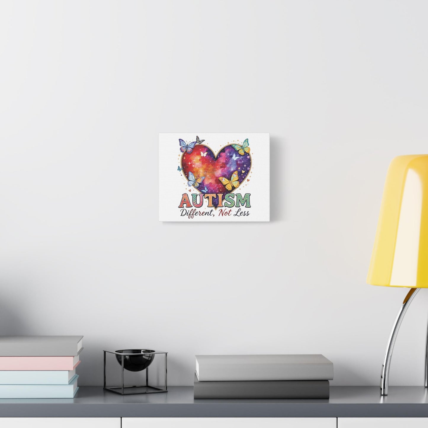 Autism Heart Puzzle Rainbow Butterflies Canvas Matte Stretched 1.25"