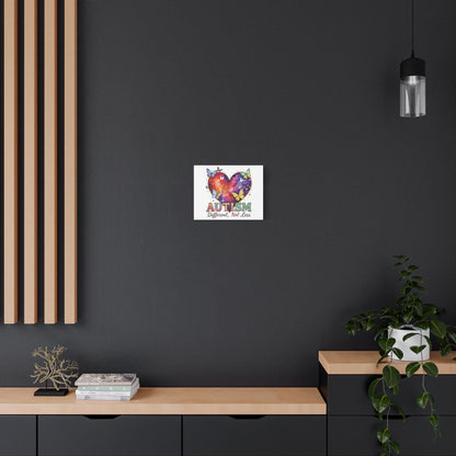 Autism Heart Puzzle Rainbow Butterflies Canvas Matte Stretched 1.25"