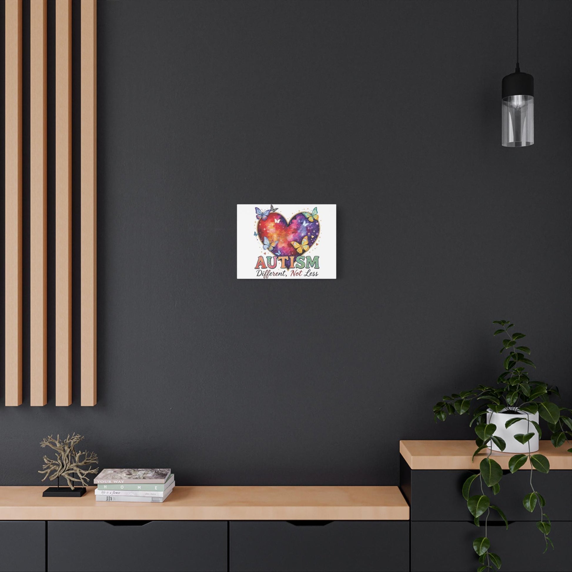 Autism Heart Puzzle Rainbow Butterflies Canvas Matte Stretched 1.25"