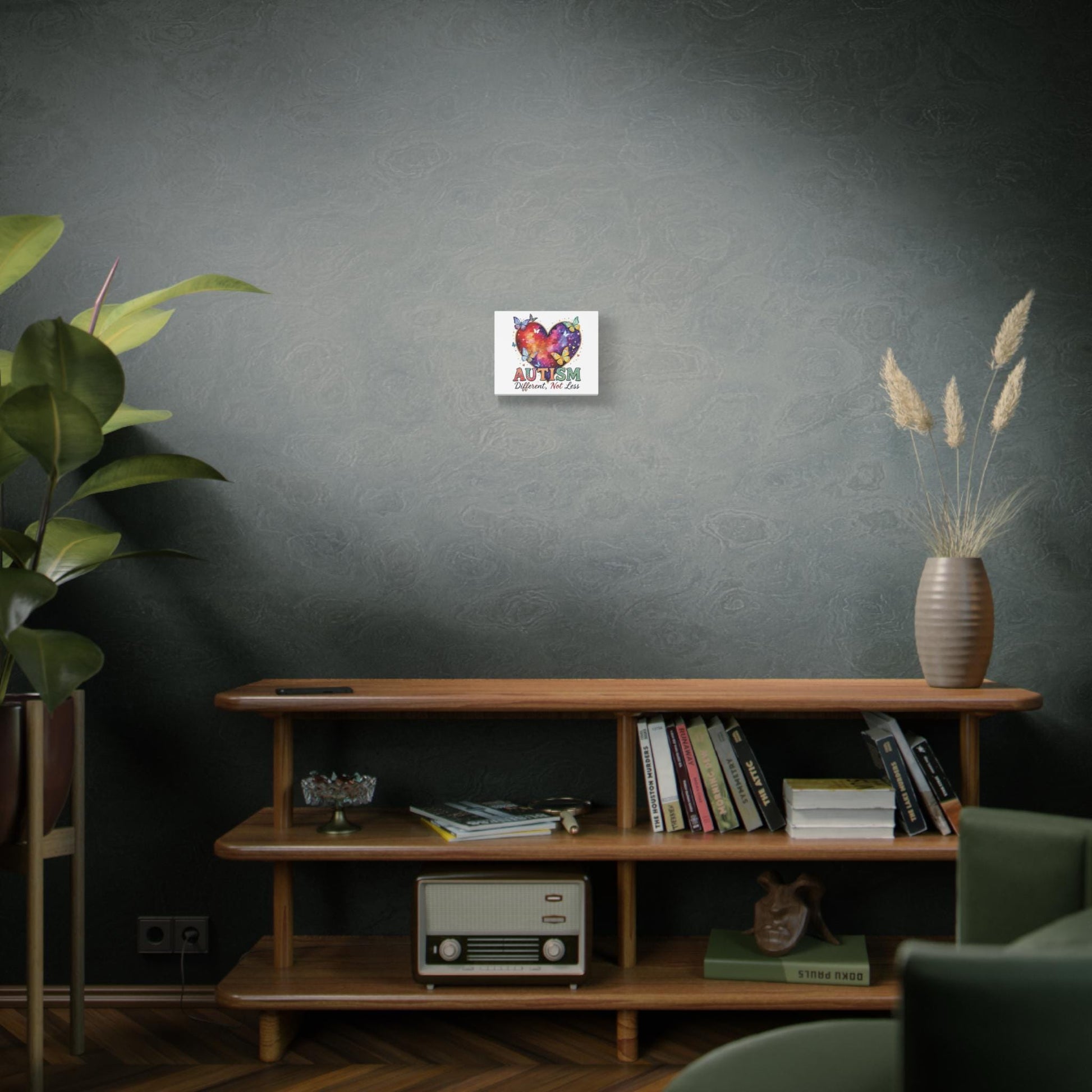 Autism Heart Puzzle Rainbow Butterflies Canvas Matte Stretched 1.25"