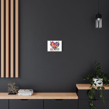 Autism Heart Puzzle Rainbow Butterflies Canvas Matte Stretched 1.25"