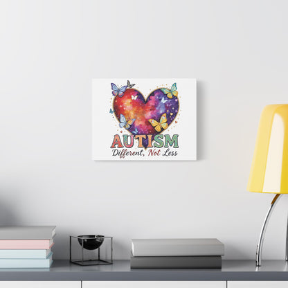 Autism Heart Puzzle Rainbow Butterflies Canvas Matte Stretched 1.25"