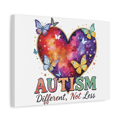 Autism Heart Puzzle Rainbow Butterflies Canvas Matte Stretched 1.25"