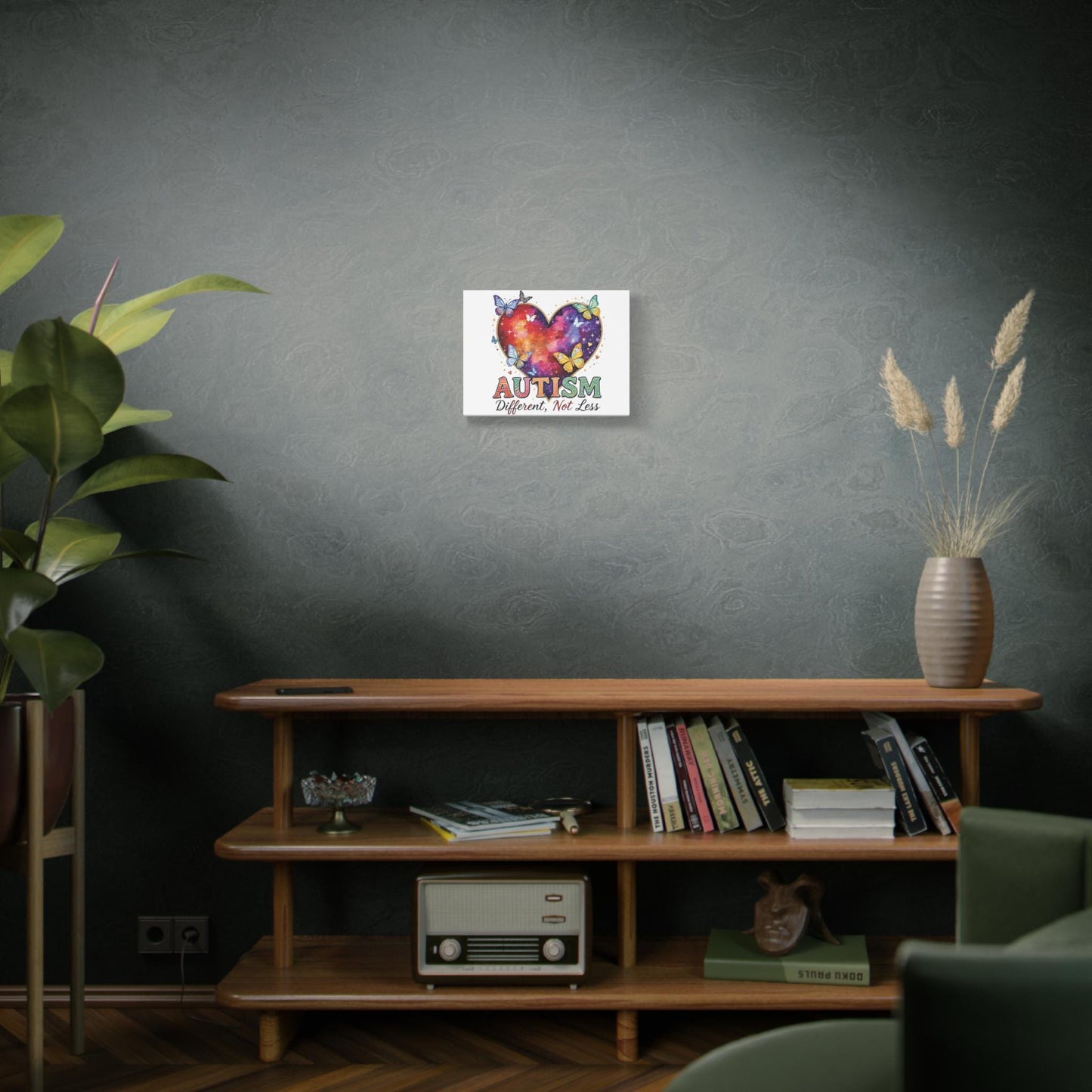 Autism Heart Puzzle Rainbow Butterflies Canvas Matte Stretched 1.25"
