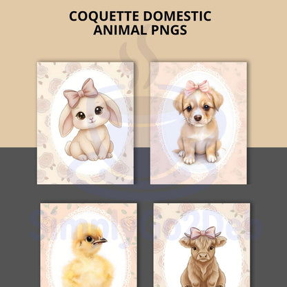 Coquette Baby Animal Nursery Wall Art, Pink Decor Set - Set of 14