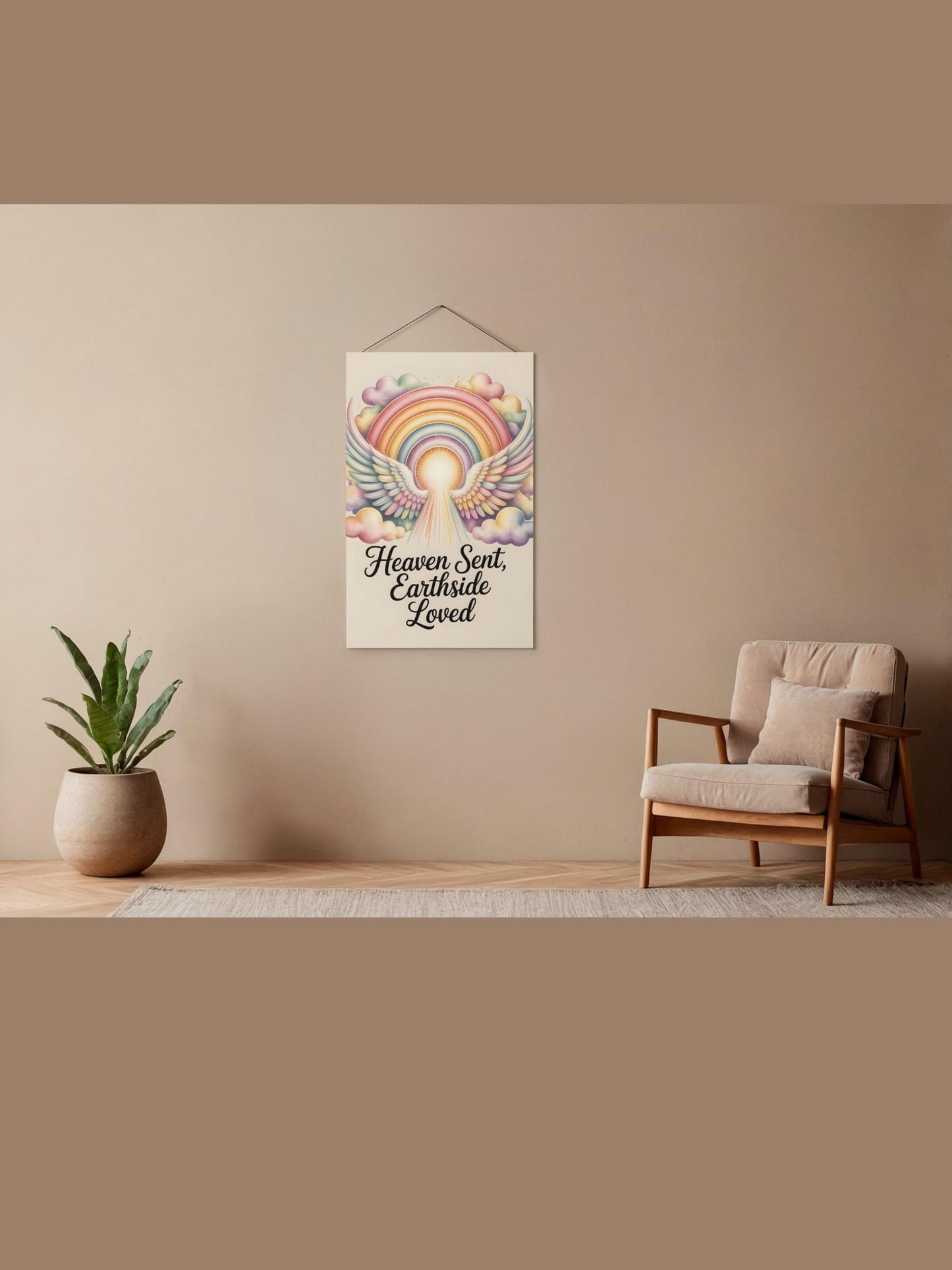 Heaven Sent Earthside Loved Rainbow Baby Wall Art Printable Nursery Angel Decor