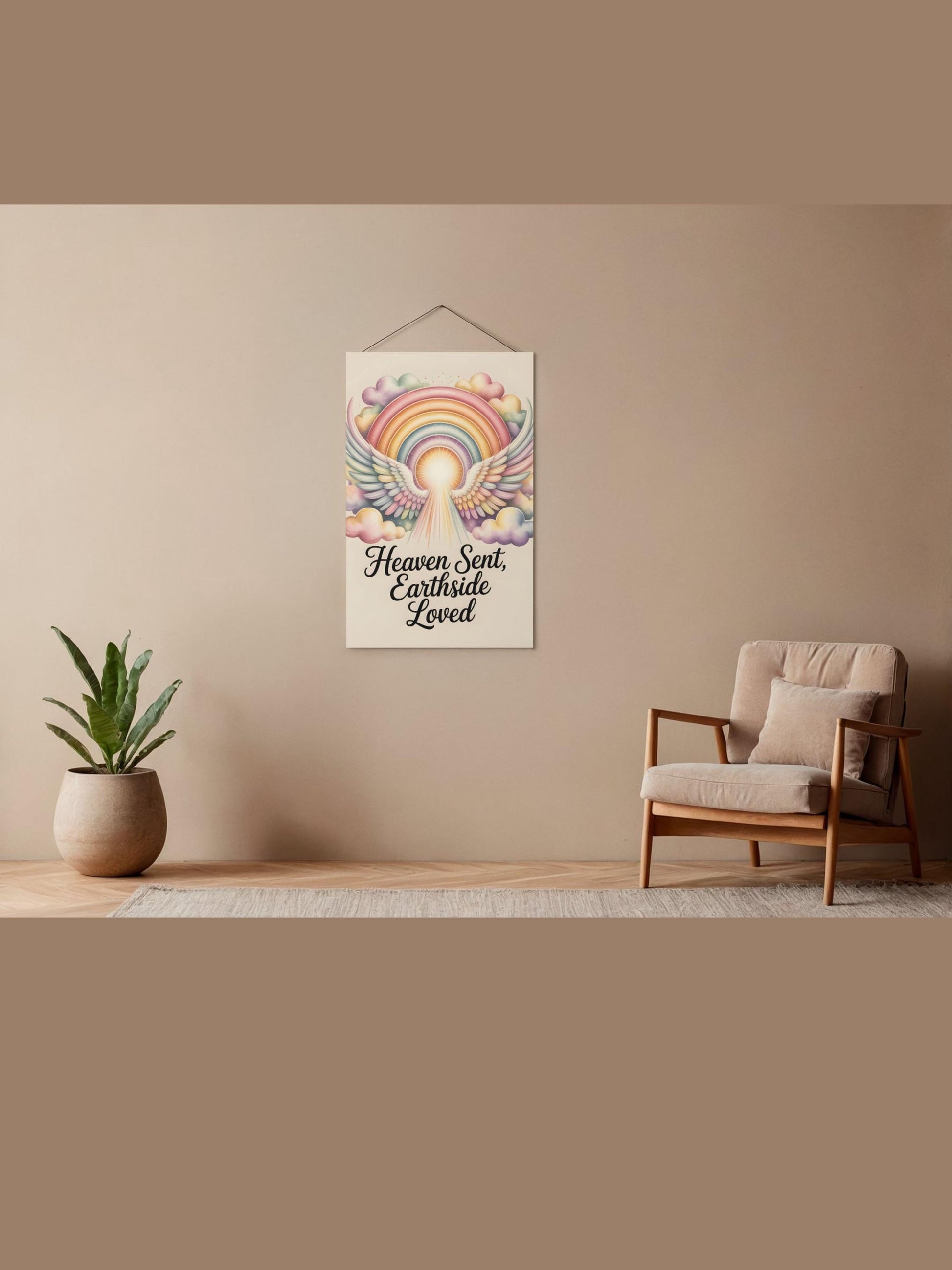 Heaven Sent Earthside Loved Rainbow Baby Wall Art Printable Nursery Angel Decor