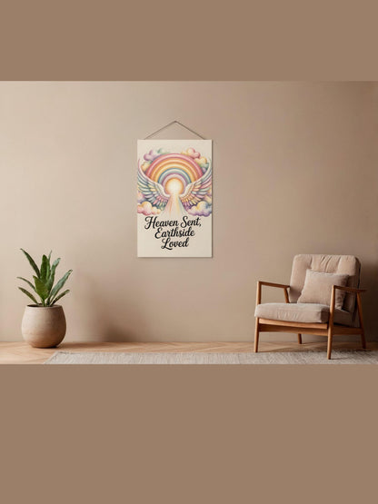 Heaven Sent Earthside Loved Rainbow Baby Wall Art Printable Nursery Angel Decor