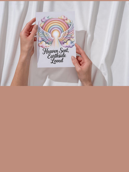 Heaven Sent Earthside Loved Rainbow Baby Wall Art Printable Nursery Angel Decor
