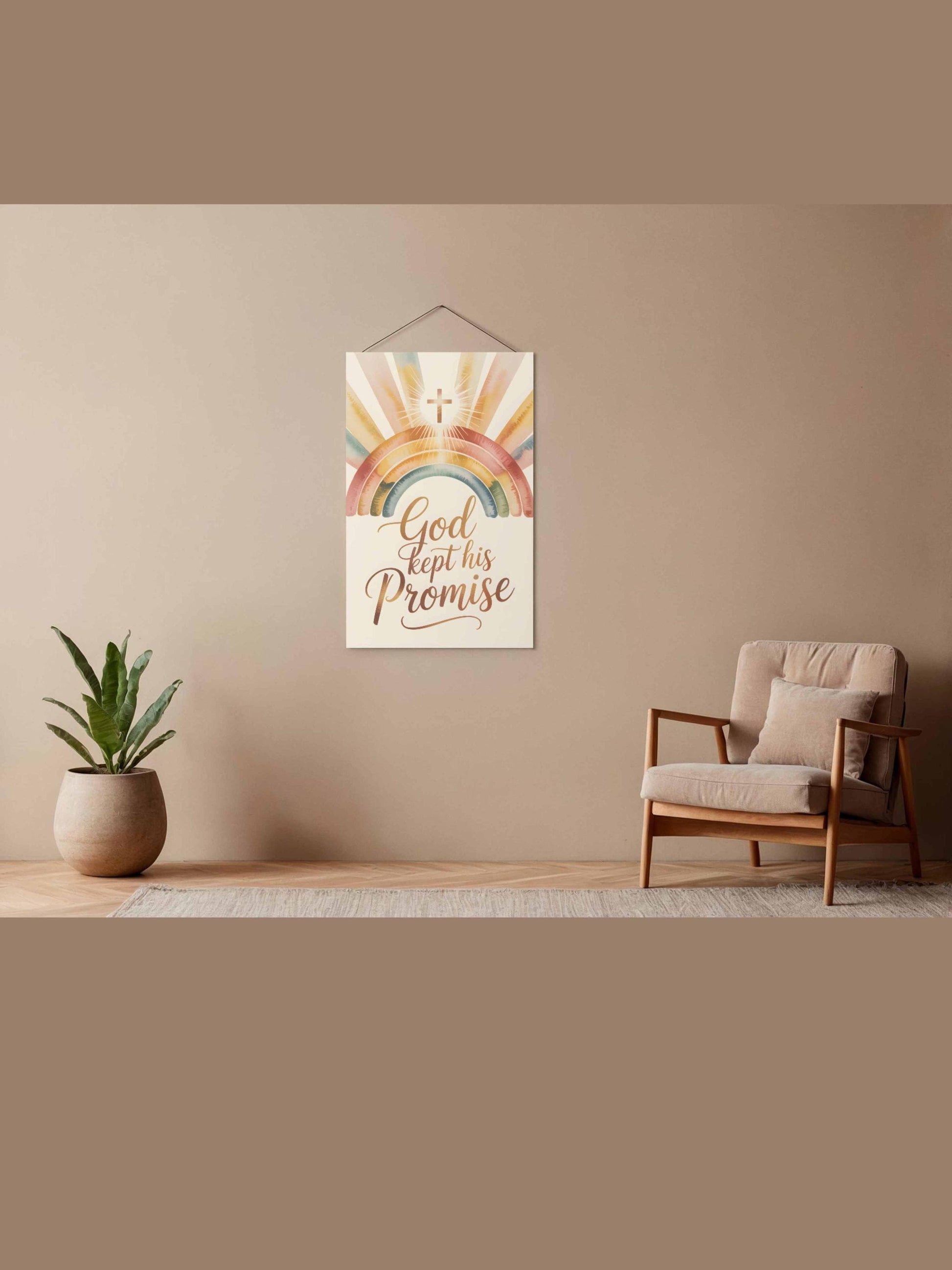 God Kept His Promise Rainbow Baby Wall Art Printable Christian Nursery Decor