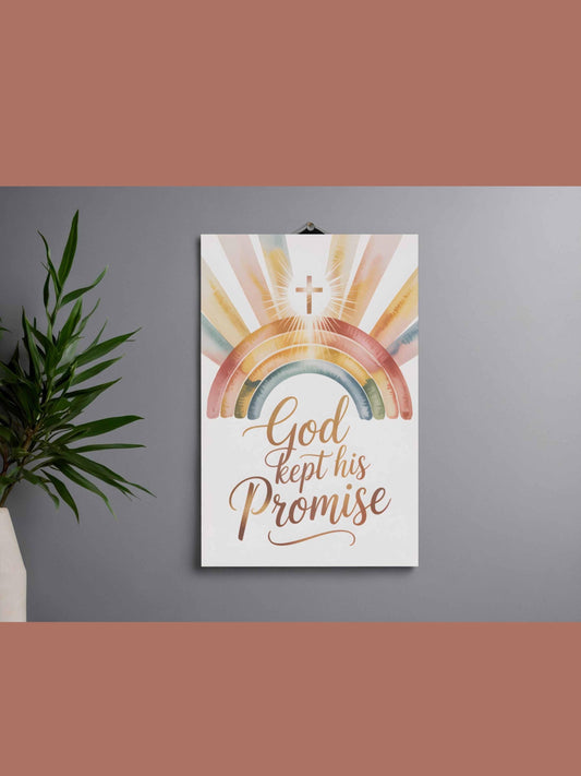God Kept His Promise Rainbow Baby Wall Art Printable Christian Nursery Decor