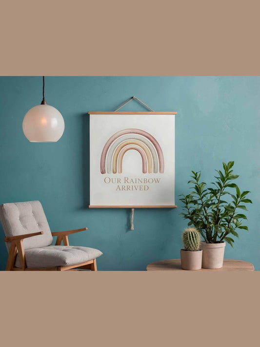 Our Rainbow Arrived Nursery Wall Art Printable Neutral Rainbow Baby Decor Boho