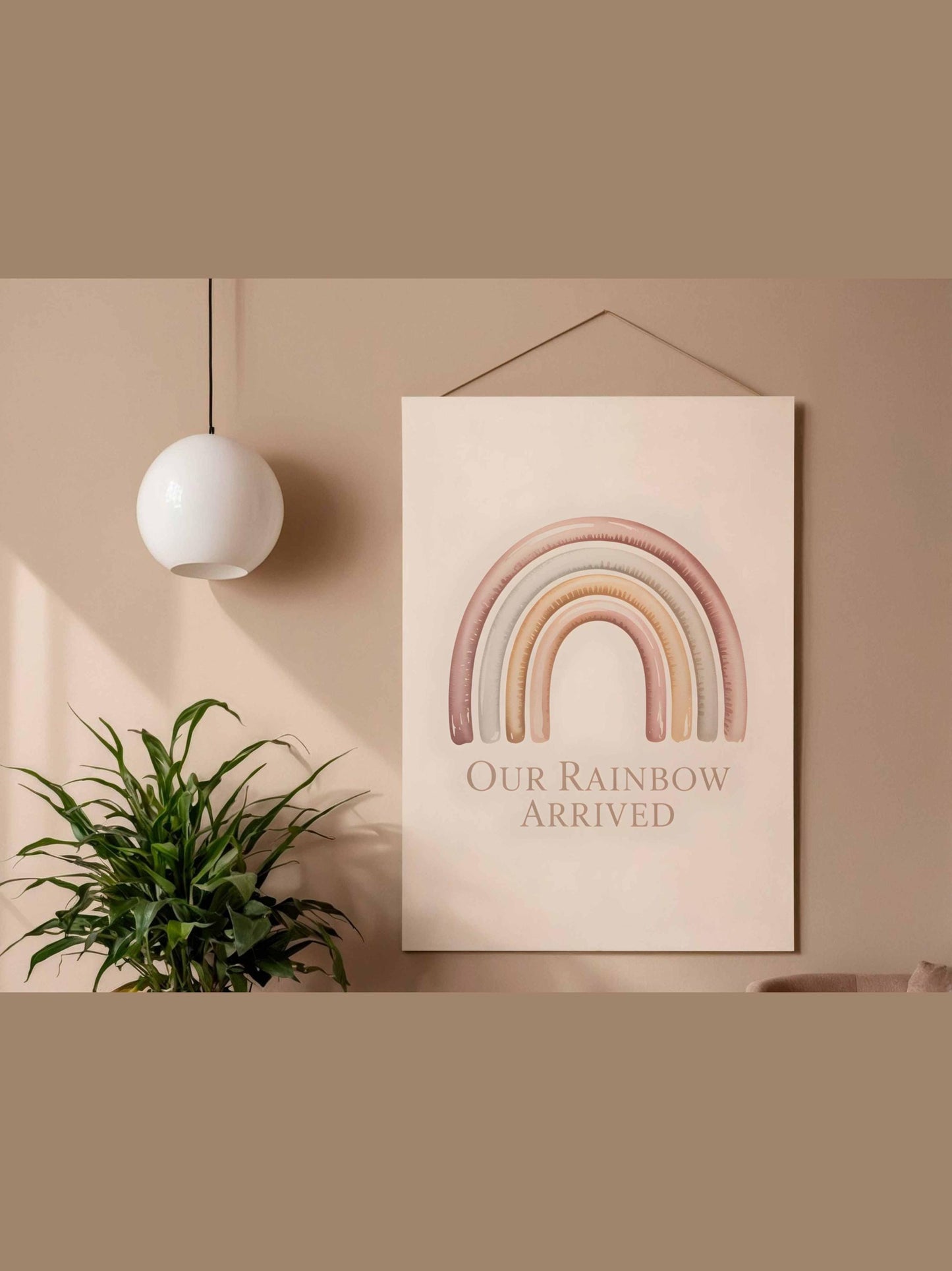 Our Rainbow Arrived Nursery Wall Art Printable Neutral Rainbow Baby Decor Boho