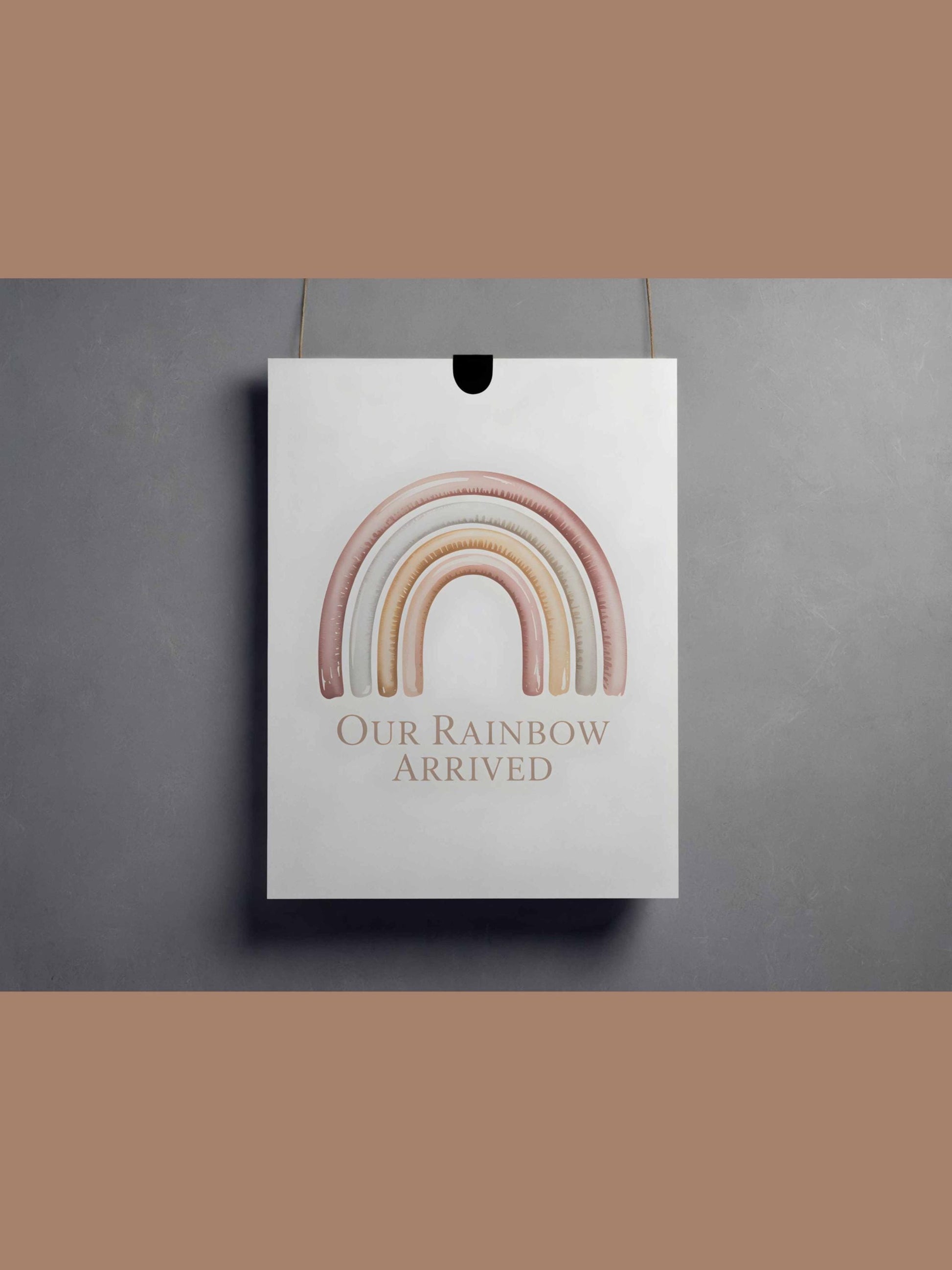 Our Rainbow Arrived Nursery Wall Art Printable Neutral Rainbow Baby Decor Boho