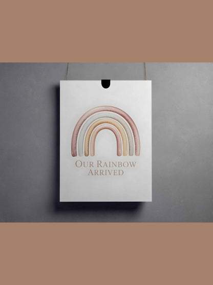 Our Rainbow Arrived Nursery Wall Art Printable Neutral Rainbow Baby Decor Boho